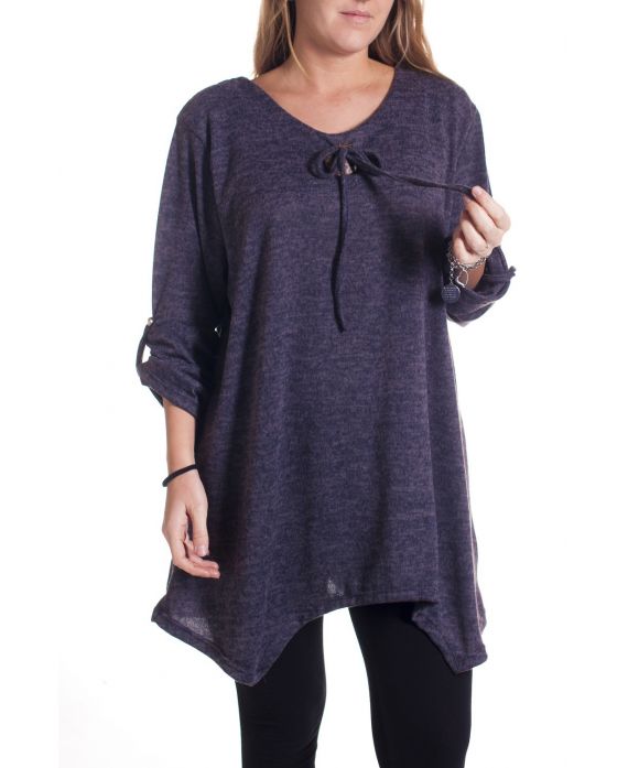 DI GRANDI DIMENSIONI MAGLIONE TUNICA 4355 GRIGIO