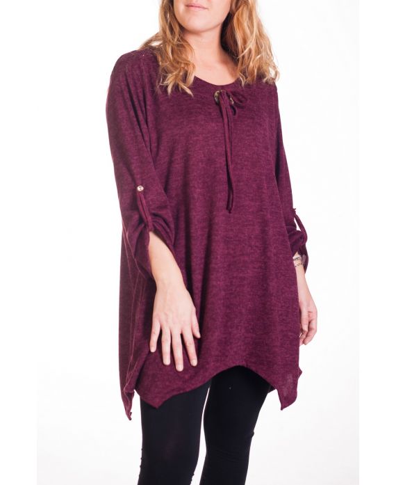 DI GRANDI DIMENSIONI MAGLIONE TUNICA 4355 BORDEAUX