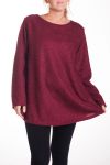 DI GRANDI DIMENSIONI MAGLIONE EFFETTO LUCIDO 4357 BORDEAUX