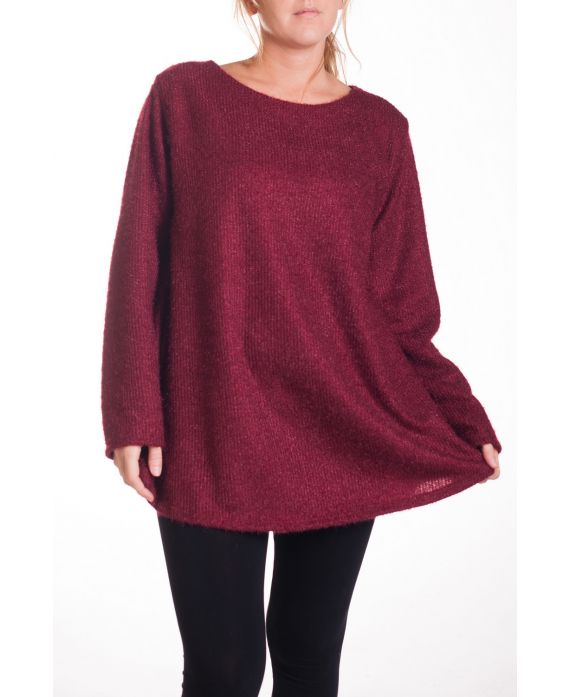 DI GRANDI DIMENSIONI MAGLIONE EFFETTO LUCIDO 4357 BORDEAUX
