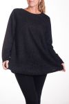 DI GRANDI DIMENSIONI MAGLIONE EFFETTO LUCIDO 4357 NERO