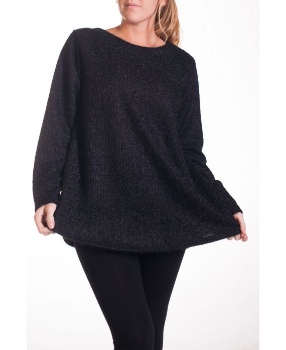 DI GRANDI DIMENSIONI MAGLIONE EFFETTO LUCIDO 4357 NERO