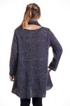 DI GRANDI DIMENSIONI MAGLIONE TUNICA + SCIARPA 4351 GRIGIO