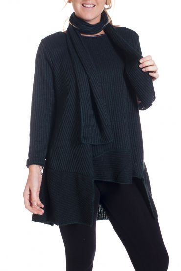 LARGE SIZE SWEATER TUNIC + SCARF 4351 GREEN