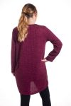 DI GRANDI DIMENSIONI MAGLIONE TUNICA SCOLLO CON ZIP FANTASIA 4350 BORDEAUX