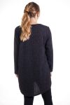 DI GRANDI DIMENSIONI MAGLIONE TUNICA SCOLLO CON ZIP FANTASIA 4350 NERO