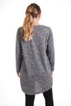 DI GRANDI DIMENSIONI MAGLIONE TUNICA SCOLLO CON ZIP FANTASIA 4350 GRIGIO