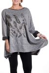 DI GRANDI DIMENSIONI MAGLIONE TUNICA PIUME 4346 GRIGIO