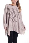 DI GRANDI DIMENSIONI MAGLIONE TUNICA PIUME 4346 BEIGE