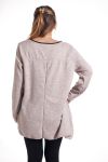 DI GRANDI DIMENSIONI MAGLIONE TUNICA PIUME 4346 BEIGE