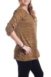 DI GRANDI DIMENSIONI MAGLIONE COLLO ZIP 4345 SENAPE