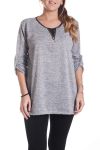 DI GRANDI DIMENSIONI MAGLIONE COLLO ZIP 4345 GRIGIO