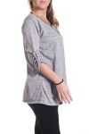 DI GRANDI DIMENSIONI MAGLIONE COLLO ZIP 4345 GRIGIO