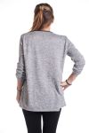 DI GRANDI DIMENSIONI MAGLIONE COLLO ZIP 4345 GRIGIO