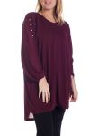LARGE SIZE SWEATER TUNIC BEADS 4334 BORDEAUX