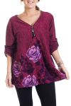LARGE SIZE SWEATER NECKLINE ZIPPEE 4307 BORDEAUX