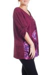 LARGE SIZE SWEATER NECKLINE ZIPPEE 4307 BORDEAUX