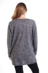 GRANDE TAILLE PULL IMPRIME FEMME 4291 GRIS