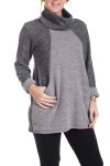GRANDE TAILLE PULL TUNIQUE 2 PIECES 4284 NOIR