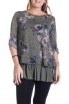 GRANDE TAILLE TUNIQUE FLEURS SUPERPOSEE 4352 VERT