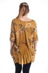 LARGE SIZE TUNIC FLOWERS SUPERPOSEE 4352 MUSTARD