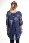 LARGE SIZE TUNIC FLOWERS SUPERPOSEE 4352 BLUE