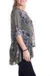 GRANDE TAILLE TUNIQUE FLEURS SUPERPOSEE 4352 VERT