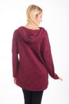 FELPA HA CON CAPPUCCIO COLLO DI CADERE 4289 BORDEAUX