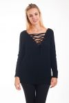 PULLOVER ENCOLURE A LACETS 4287 NOIR