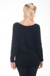 PULLOVER SCOLLO IN PIZZO-UP 4287 NERO