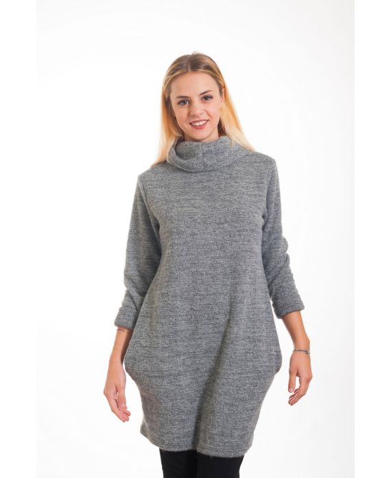 PULL ROBE COL BOULE 4304 GRIS