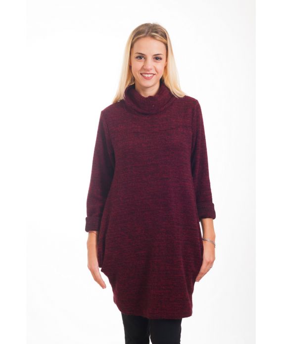 PULL ROBE COL BOULE 4304 BORDEAUX