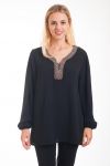 BLOUSE ENCOLURE FANTAISIE 4323 NOIR