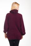 PULL POCHES COL BOULE 4301 BORDEAUX