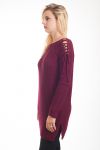 PULL EPAULES A LACETS 4359 BORDEAUX