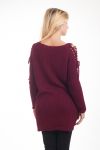 PULL EPAULES A LACETS 4359 BORDEAUX