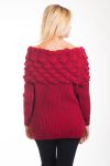 MAGLIA CON SCOLLO A CADERE PERLE 4358 BORDEAUX