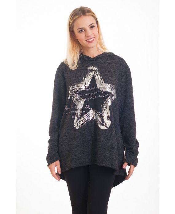 SWEAT ETOILE A CAPUCHE 4309 NOIR