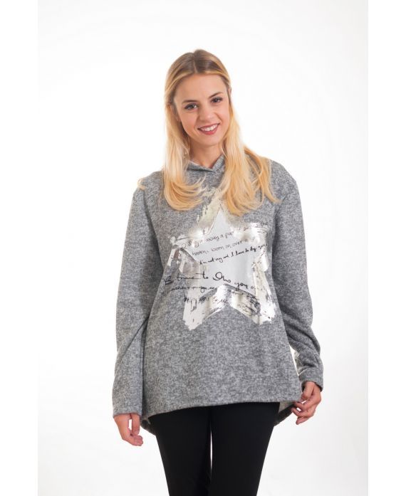 SWEAT ETOILE A CAPUCHE 4309 GRIS