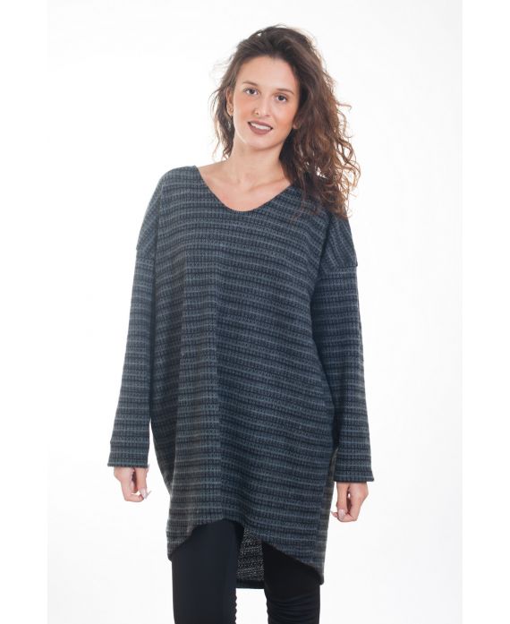 PULL TUNIQUE DOS OUVERT 4401 GRIS