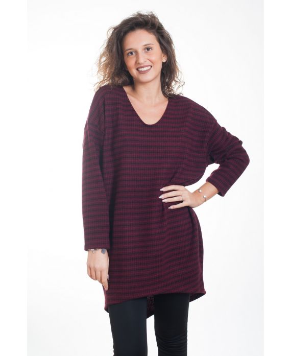 PULL TUNIQUE DOS OUVERT 4401 BORDEAUX