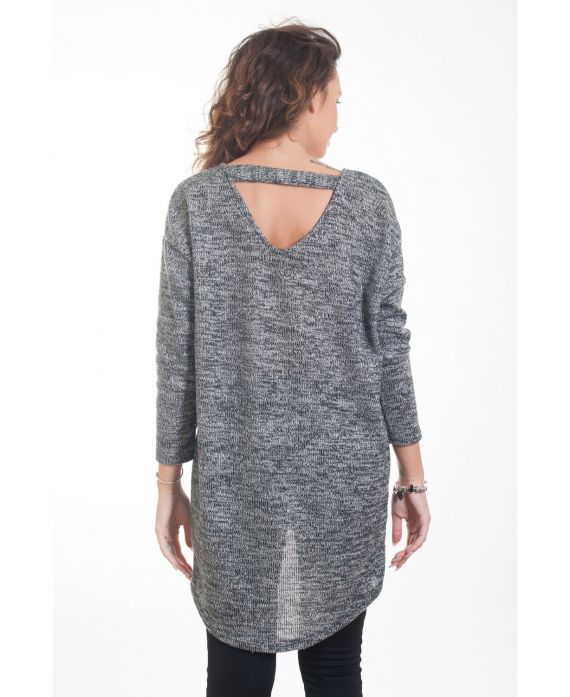 PULL TUNIQUE DOS OUVERT 4400 NOIR
