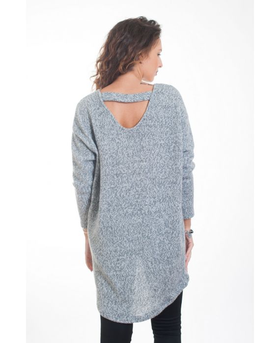 SUÉTER TÚNICA DE ATRÁS ABIERTA 4400 GRIS