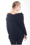 MAGLIA CON SCOLLO A CADERE PERLE 4358 NERO