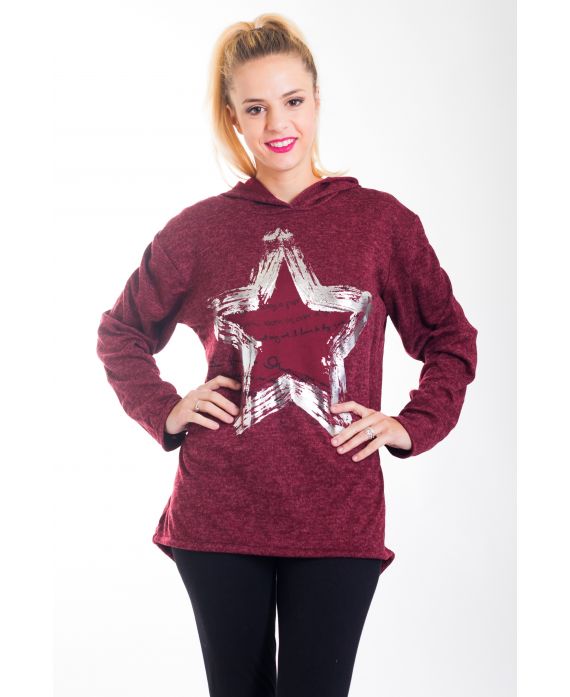 SWEAT ETOILE A CAPUCHE 4309 BORDEAUX