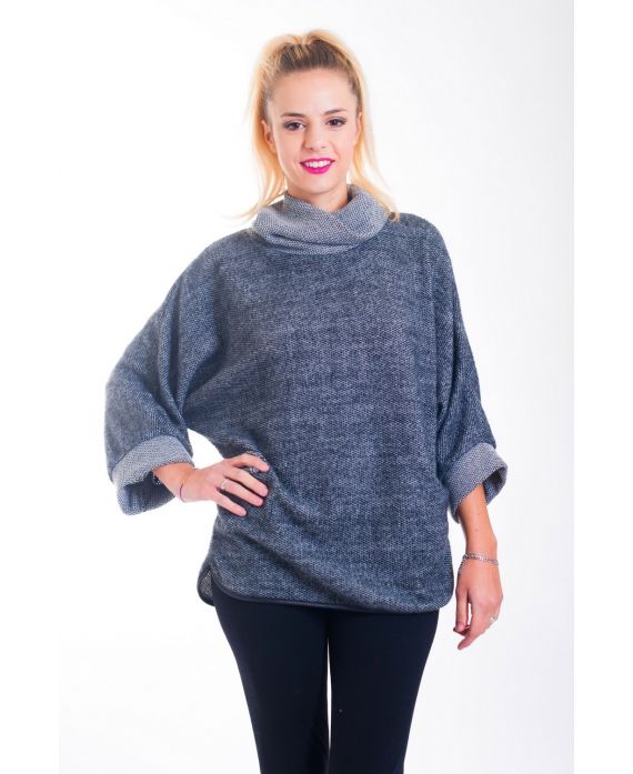 PULL POCHES COL BOULE 4301 NOIR