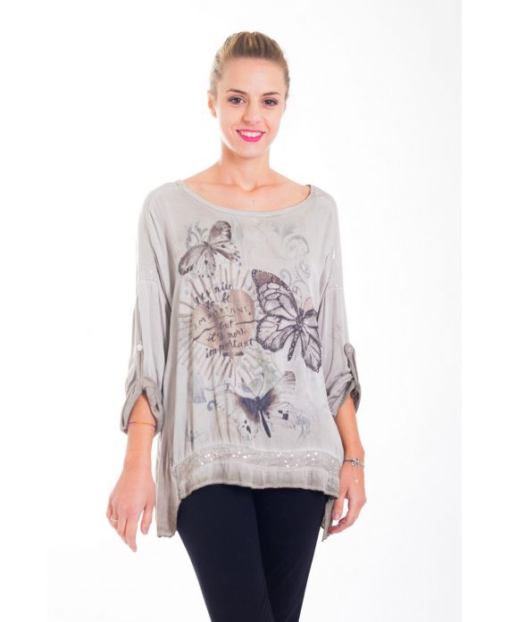 T-SHIRT FARFALLA PAILLETTES 4423 BEIGE