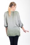 T-SHIRT FARFALLA PAILLETTES 4423 VERDE MILITARE