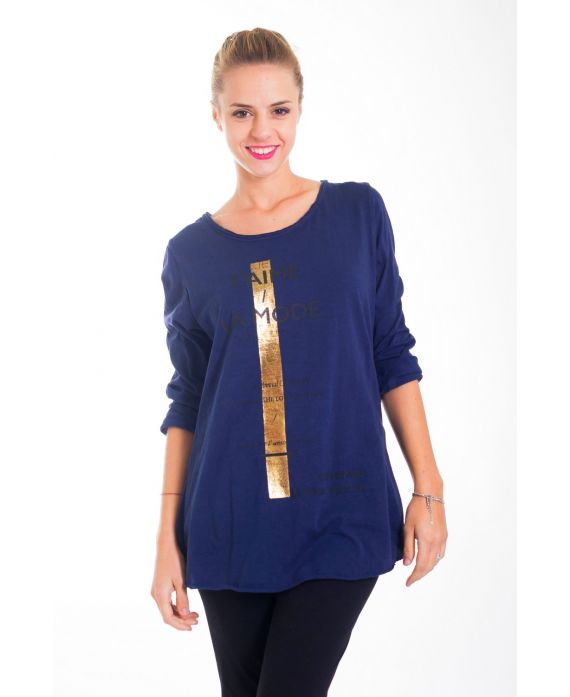 T-SHIRT "T'AIME LA MODE" 4422 MARINE