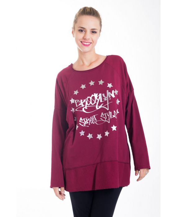 PULL FLOCAGE 4420 BORDEAUX